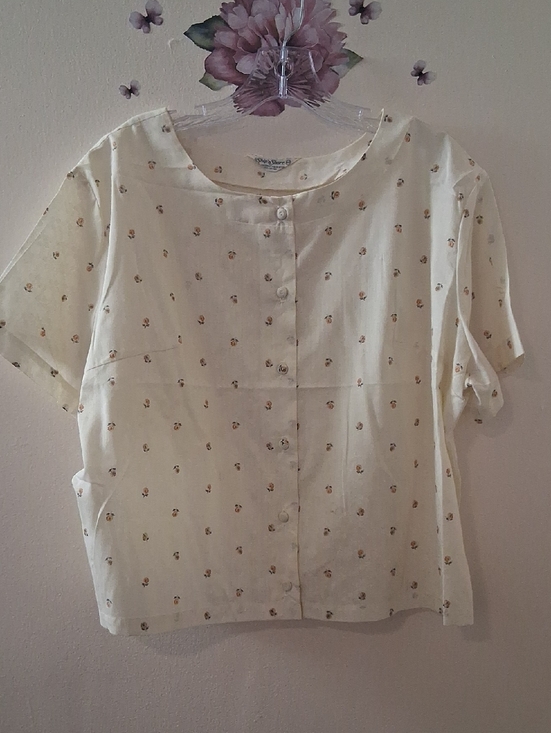 Tops - Vintage Ship 'N Shore Floral Button Down Blouse Size 44 Or XL Boxy Cottage